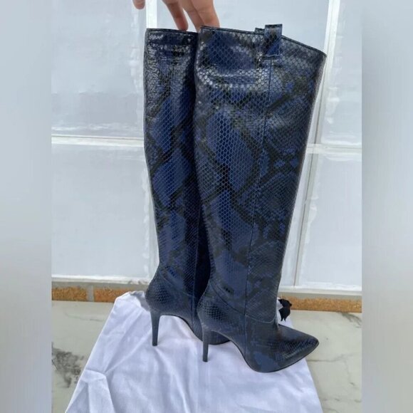 Veronica Beard Wyn Snake-Embossed Leather Boots size 6.5 - Picture 3 of 12